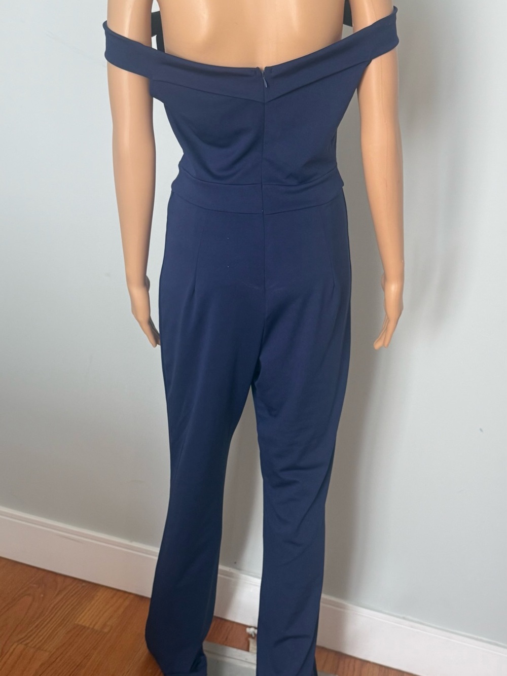 Silvia Rufino Off-Shoulder Navy Jumpsuit - Picture 2 of 5